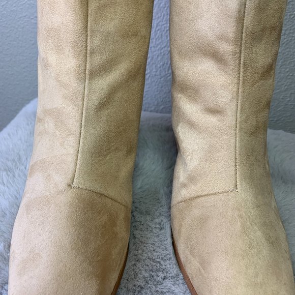 Sand  Suede Booties, Size 7 - Picture 5 of 6